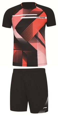 Tischtennis Herren Wettkampf-Dress (Set aus Shirt und Shorts) orange + schwar... XXL = XL EU