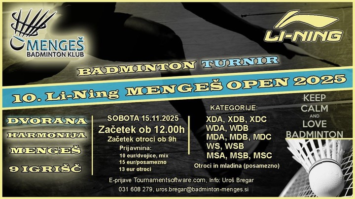 10. Li-Ning MENGEŠ OPEN - 15.11.2025
